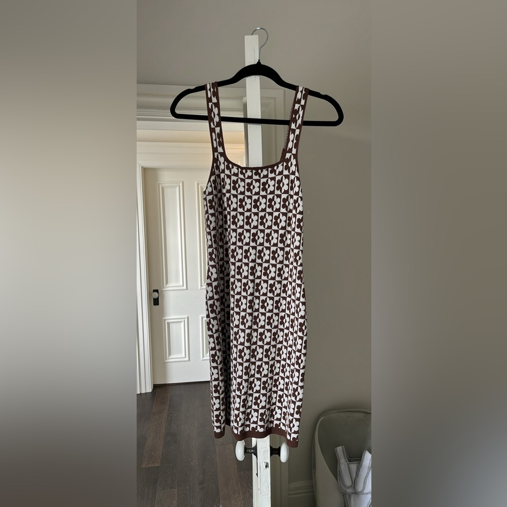Hollister Brown and White Geometric Midi Dress